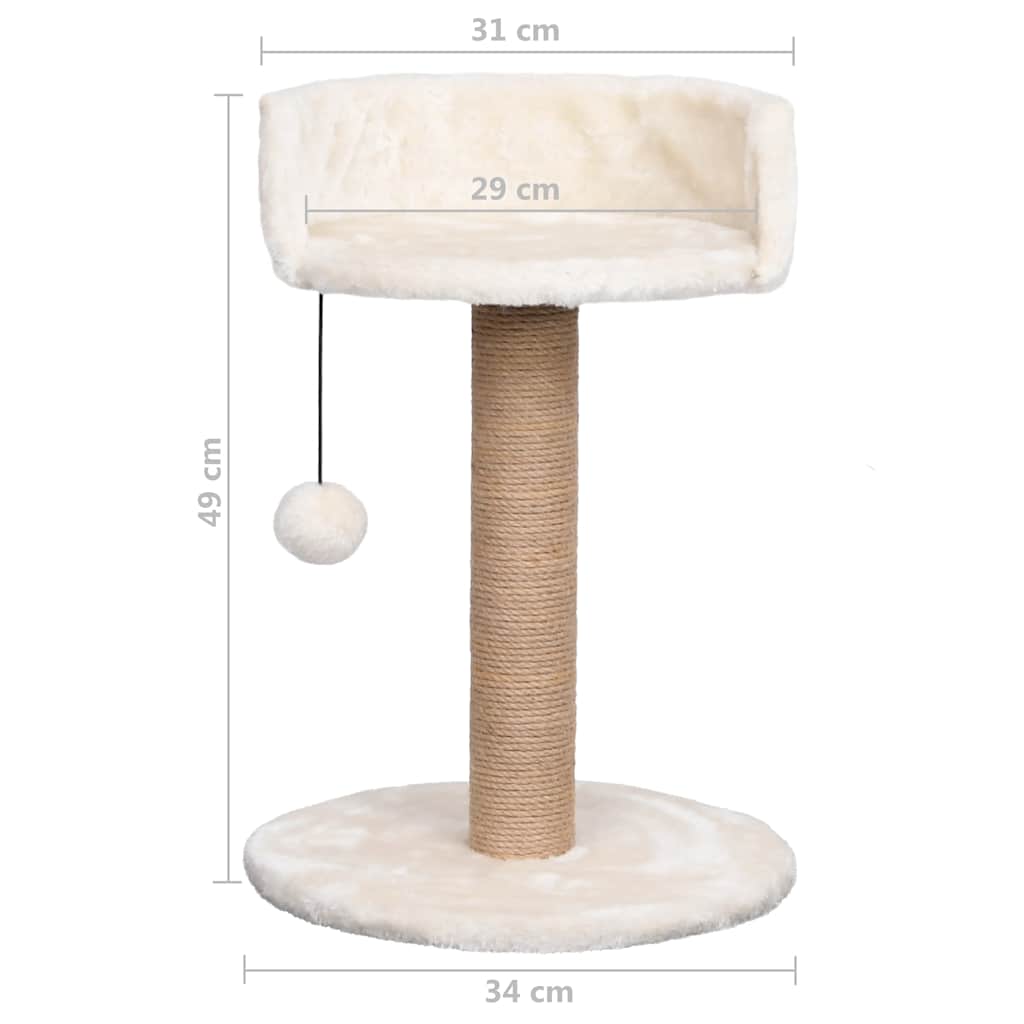 HKM-0948797 Cozy Cat Tree with Seagrass Scratching Post and Hanging Toy, 49 cm Height