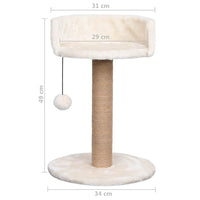 HKM-0948797 Cozy Cat Tree with Seagrass Scratching Post and Hanging Toy, 49 cm Height