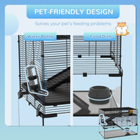 HKM-0949181 31" Black Glass Hamster & Gerbil Cage with 3-Tier Design, Ramps, and Accessories