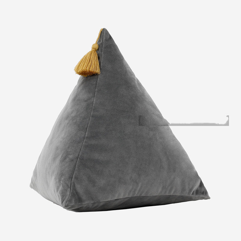 HKM-094931 Triangular Velvet Pillow - Zongzi-Shaped Decorative Cushion for Sofa and Bed, 40cm x 35cm