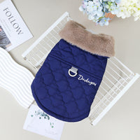 HKM-0949949 Cotton Dog Coat with Fur Collar in Green, Pink, and Purplish Blue - Available in S to XXL