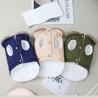 HKM-0949949 Cotton Dog Coat with Fur Collar in Green, Pink, and Purplish Blue - Available in S to XXL