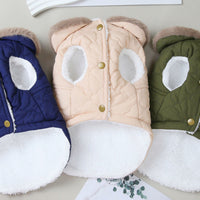 HKM-0949949 Cotton Dog Coat with Fur Collar in Green, Pink, and Purplish Blue - Available in S to XXL