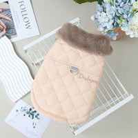 HKM-0949949 Cotton Dog Coat with Fur Collar in Green, Pink, and Purplish Blue - Available in S to XXL
