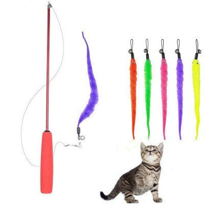 HKM-0950333 Telescopic Cat Wand Toy with Glass Fiber and Plush, Extends to 98cm