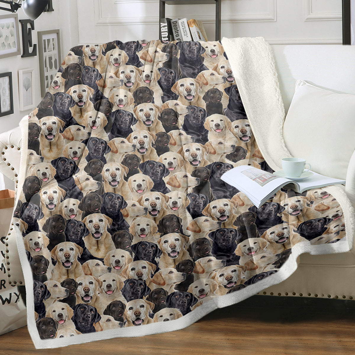 HKM-095123 Labrador Retriever Sherpa Fleece Blanket - Soft, Warm, and Durable Throw for Home and Travel