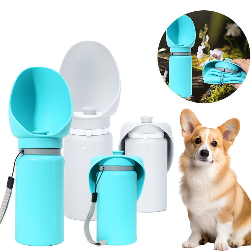 HKM-0951357 Portable Folding Pet Water Bottle | BPA-Free Silicone Drinking Dispenser for Dogs and Cats - 550ml