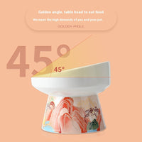 HKM-0951485 Ceramic Cat Bowl with Elevated Legs - Available in Medium Blue and Large Red