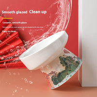 HKM-0951485 Ceramic Cat Bowl with Elevated Legs - Available in Medium Blue and Large Red