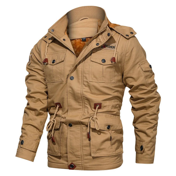 HKM-095187 Mens Winter Iacket Coat Quilted Jacket With Turtleneck Slim Fit and Warm Insulation Plush Standing Collar Men's Coats