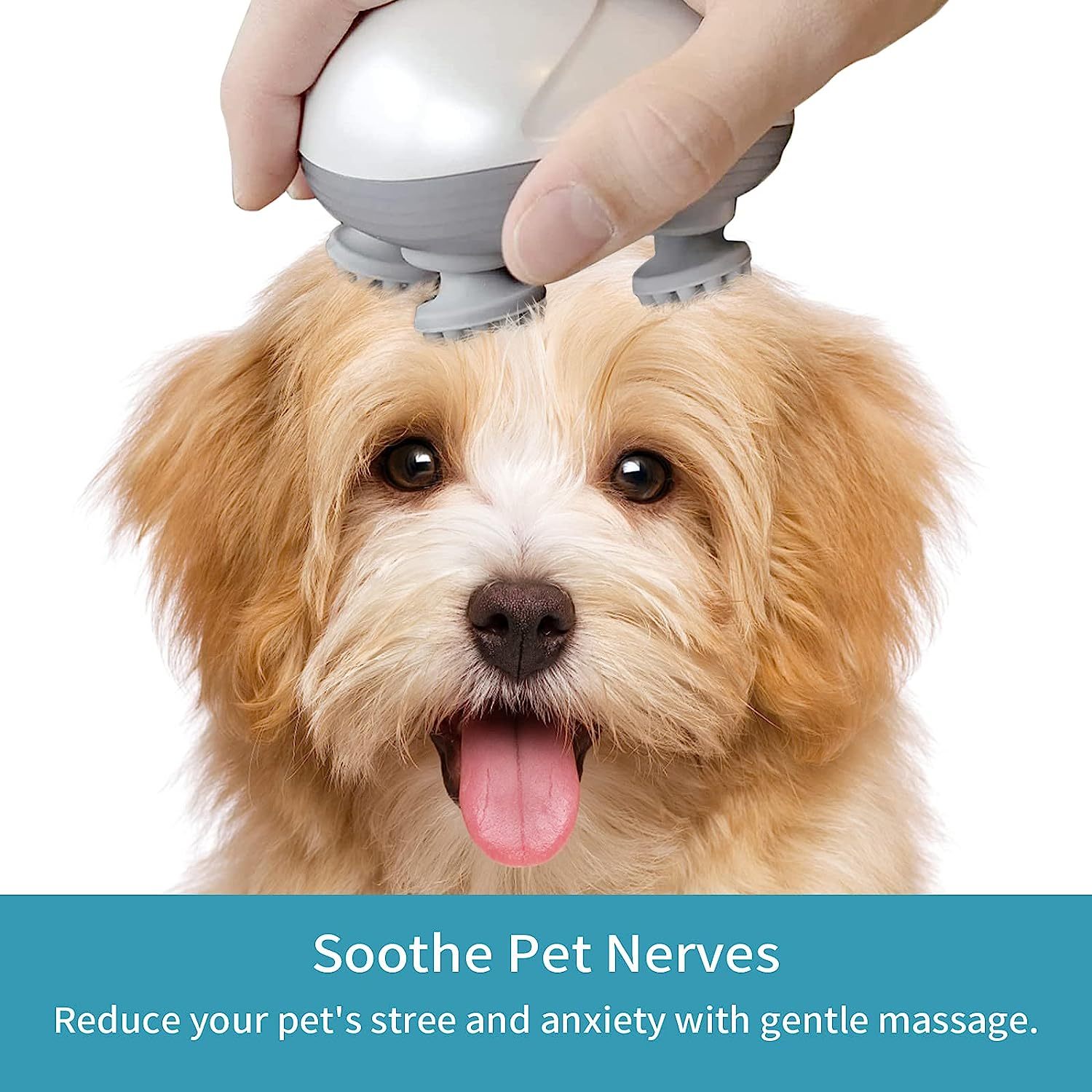 HKM-0952765 Electric Pet Massager for Cats and Dogs - Deep Tissue Soothing Tool with Rechargeable Design and Four Rotating Heads for Joint Relief and Relaxation