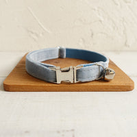HKM-0953277 Sky Blue Thick Velvet Cat Collar - Soft and Comfortable Polyester Design