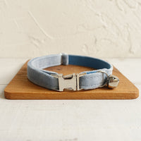 HKM-0953277 Sky Blue Thick Velvet Cat Collar - Soft and Comfortable Polyester Design