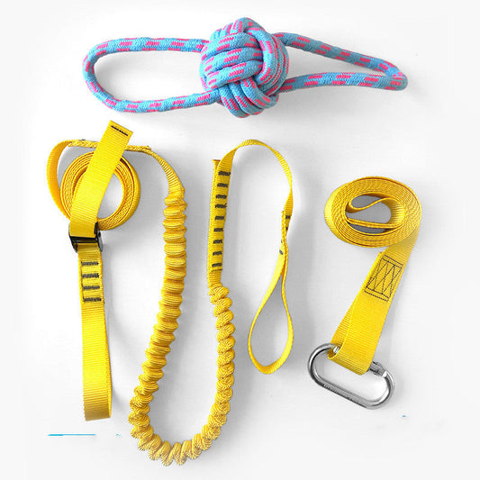 HKM-095443 Pet Training Belt Set - Durable Polyester Dog Training Rope Toy in Black