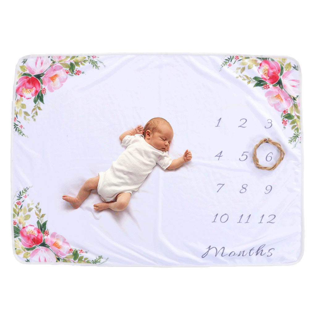 HKM-095635 Baby Milestone Blanket for Monthly Growth Photography - Soft Fleece Photo Prop 76x102cm
