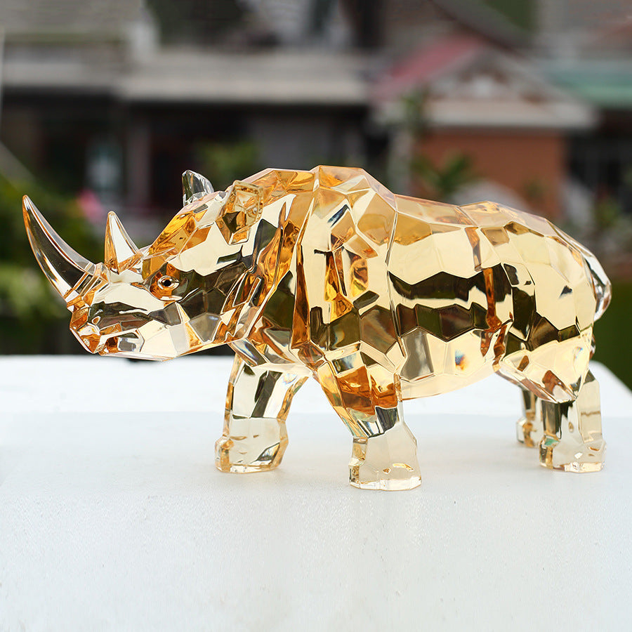 HKM-095891 Amber Rhinoceros Acrylic Decoration - Unique Home Ornament