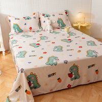 HKM-095955 Printed Polyester Bed Sheet with Cute Animal and Geometric Designs