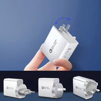 HKM-096019 Multi-Port USB Charger with Type-C & USB-A Outputs, 36W Power, Compact Design, White