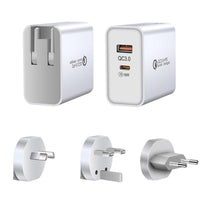 HKM-096019 Multi-Port USB Charger with Type-C & USB-A Outputs, 36W Power, Compact Design, White