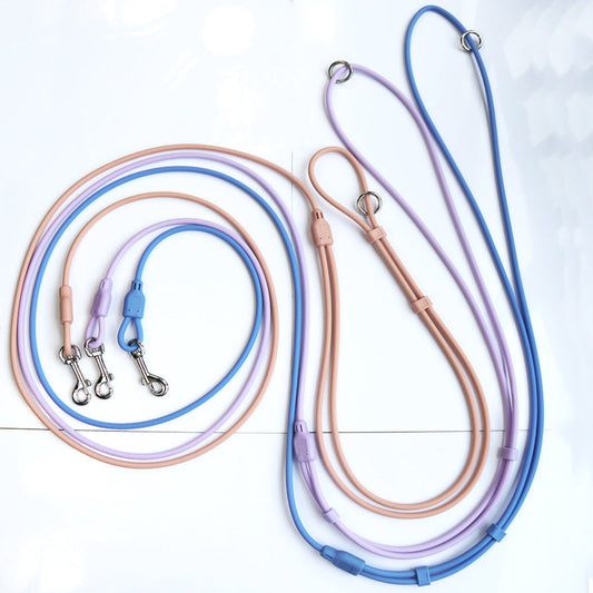 HKM-0960317 Hand-Held Pet Leash in Moonlight Blue, Pink, and Purple - 2.4m PVC Rope
