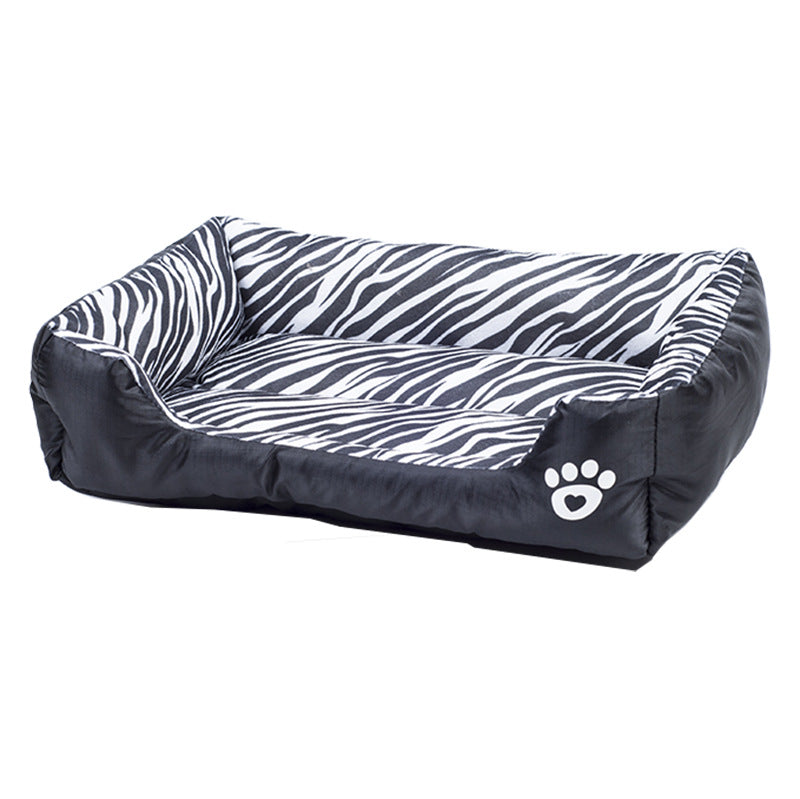 HKM-0961085 Pet Cotton Nest with Animal Patterns - Short Plush Dog Kennel in Leopard, Deer, and Zebra Designs, Available in S, M, L Sizes
