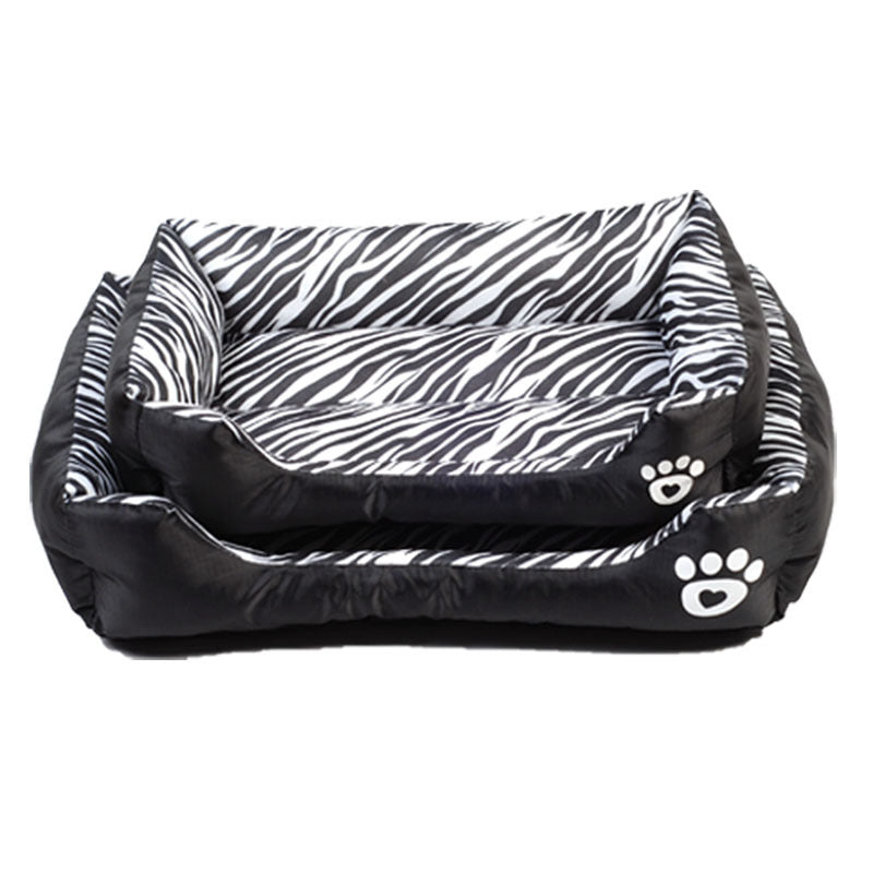 HKM-0961085 Pet Cotton Nest with Animal Patterns - Short Plush Dog Kennel in Leopard, Deer, and Zebra Designs, Available in S, M, L Sizes