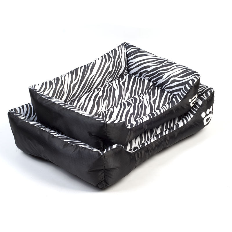 HKM-0961085 Pet Cotton Nest with Animal Patterns - Short Plush Dog Kennel in Leopard, Deer, and Zebra Designs, Available in S, M, L Sizes
