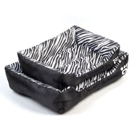 HKM-0961085 Pet Cotton Nest with Animal Patterns - Short Plush Dog Kennel in Leopard, Deer, and Zebra Designs, Available in S, M, L Sizes