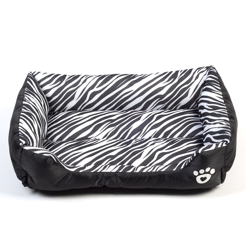 HKM-0961085 Pet Cotton Nest with Animal Patterns - Short Plush Dog Kennel in Leopard, Deer, and Zebra Designs, Available in S, M, L Sizes