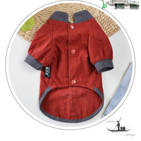 HKM-0961597 Chinese Style Hanfu Vest for Pets - Cotton Fabric in Red and Gray, Sizes XS to XL