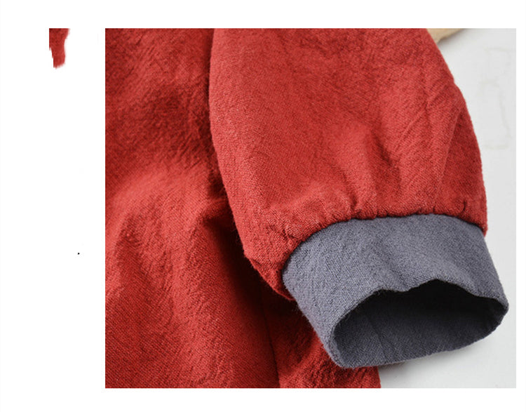 HKM-0961597 Chinese Style Hanfu Vest for Pets - Cotton Fabric in Red and Gray, Sizes XS to XL