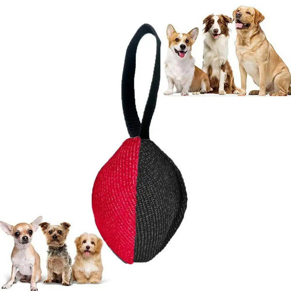 HKM-0961853 Durable Linen Tug Toy with T-Shaped Pull Tab for Interactive Dog Training and Agility Development