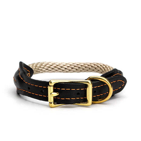 HKM-0963005 Adjustable Cowhide Dog Collar with Nylon Design - Multiple Sizes Available