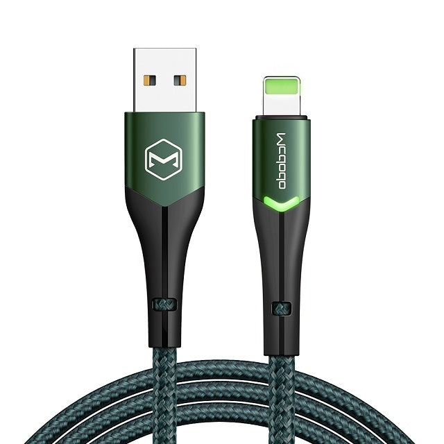 HKM-096339 LED Indicator Data Cable for iPhone - 8PIN Connector, 1.2m & 1.8m Lengths, Aluminum Alloy Construction