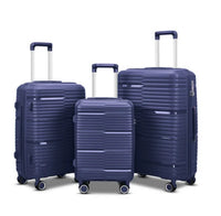 HKM-096339 Purple PP Luggage 3-Piece Travel Trolley and Suitcase Set