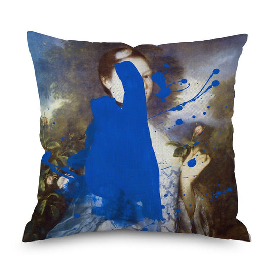 HKM-096339 Watercolor Imitation Hemp Cushion Cover - 45x45CM Linen Pillowcase for Bedside Backrest