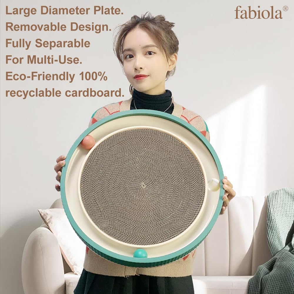 HKM-0964285 Large Cat Scratching Board with Track and Plush Ball - Eco-Friendly Cardboard Scratcher for Indoor Cats