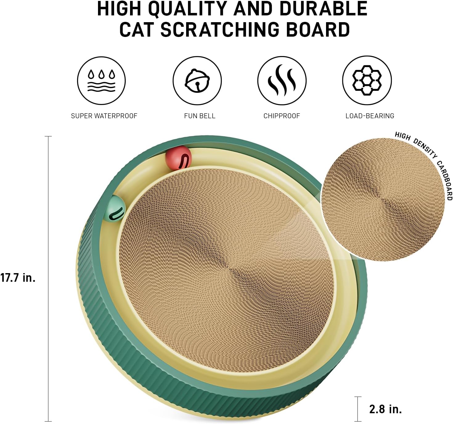 HKM-0964285 Large Cat Scratching Board with Track and Plush Ball - Eco-Friendly Cardboard Scratcher for Indoor Cats