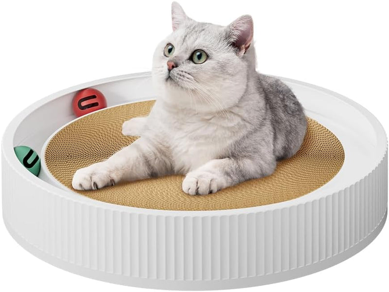 HKM-0964285 Large Cat Scratching Board with Track and Plush Ball - Eco-Friendly Cardboard Scratcher for Indoor Cats