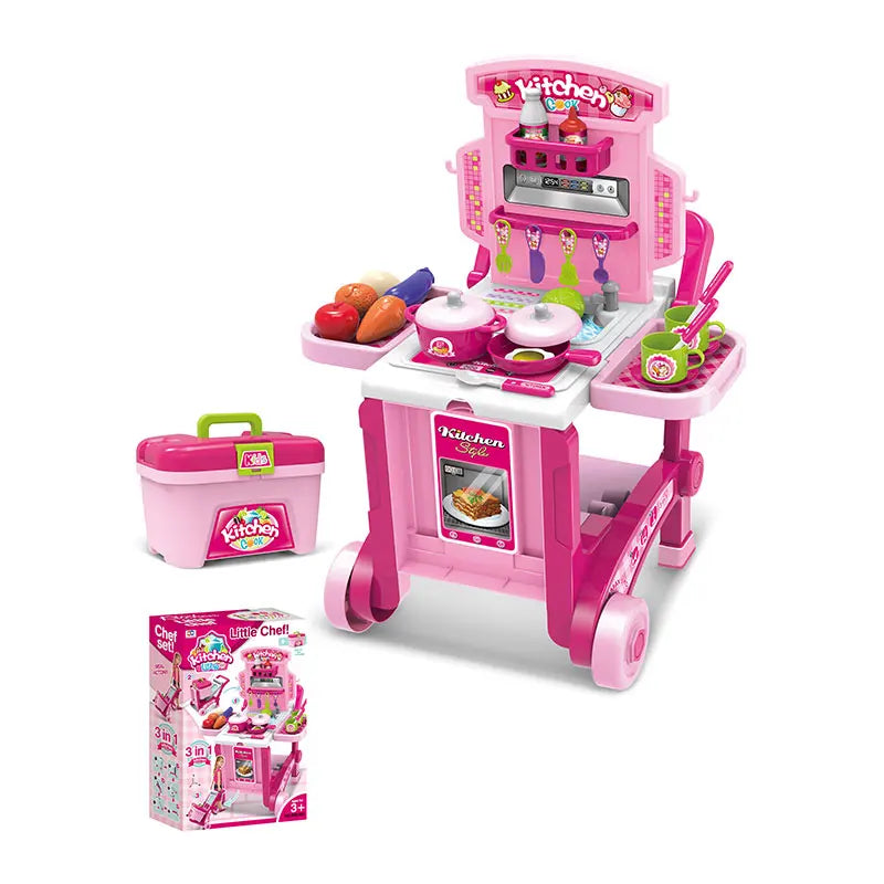 HKM-096467 Kids Pretend Play Cooking Kitchen Set Toy for Ages 2-7, Includes Cooking Accessories, Plastic Materials, Colorful Design
