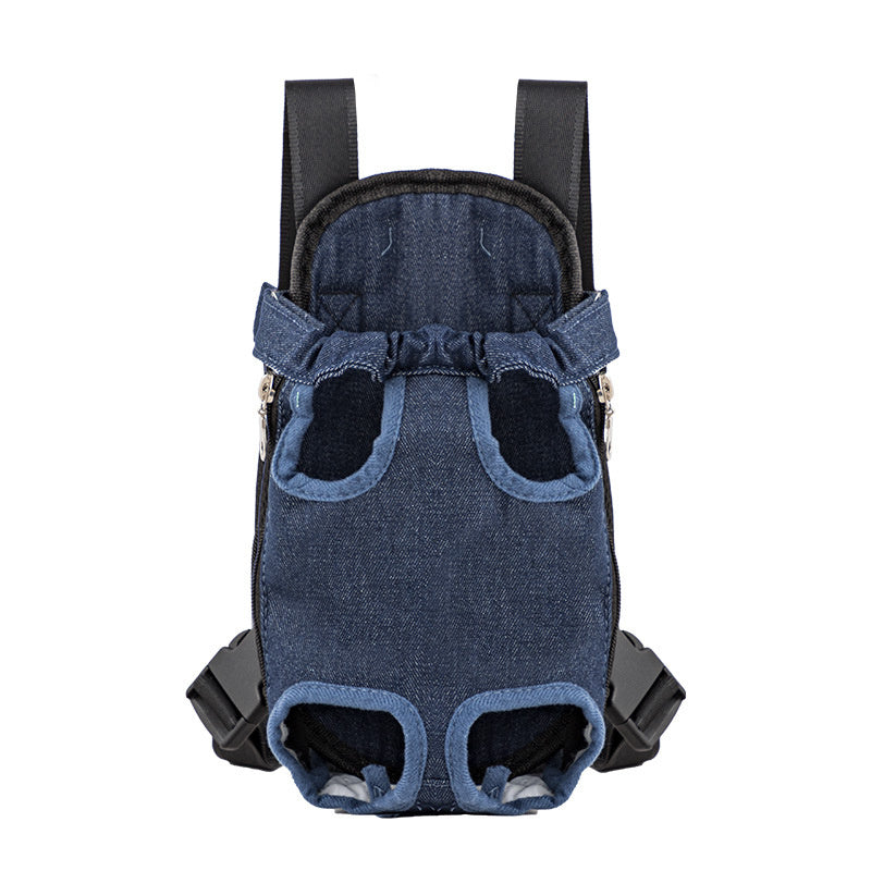 HKM-096467 Portable Chest and Shoulder Pet Carrier Bag - Breathable Travel Design with Adjustable Straps and Internal Leash Attachment