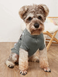 HKM-0964797 Cozy Knitted Gray Deer Pet Sweater for Holiday Seasons
