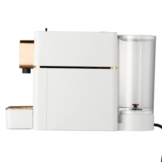 HKM-096531 Automatic 1400W Espresso Coffee Maker - Professional Capsule Machine in White for Home Use