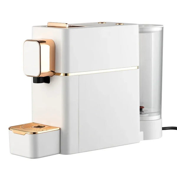 HKM-096531 Automatic 1400W Espresso Coffee Maker - Professional Capsule Machine in White for Home Use