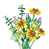HKM-096531 Floral Building Block Toys - Sunflower 3D Flower DIY Assembly Set for Ages 8 and Up
