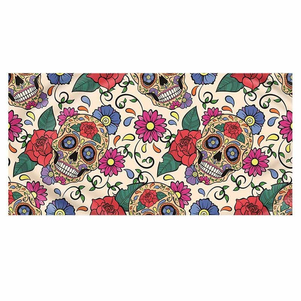 HKM-096531 Skull Printed Microfiber Beach Towel - Two Sizes Available