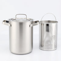 HKM-096659 Stainless Steel Deep Fryer Pot with Lid & Inner Rack for Asparagus and Pasta Cooking