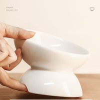 HKM-0966973 Ceramic Cat Bowl with Oblique Design for Comfortable Feeding and Water Access