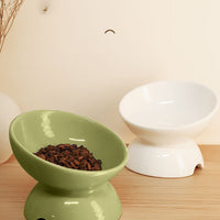 HKM-0966973 Ceramic Cat Bowl with Oblique Design for Comfortable Feeding and Water Access