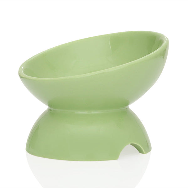HKM-0966973 Ceramic Cat Bowl with Oblique Design for Comfortable Feeding and Water Access
